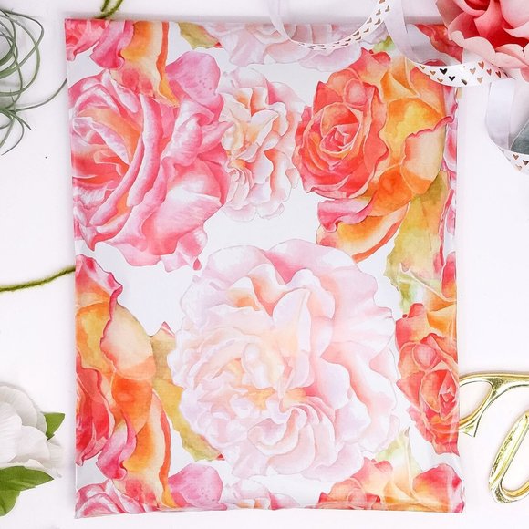10x13 Poly Mailers - 50 count Watercolor Blossoms - Picture 1 of 2